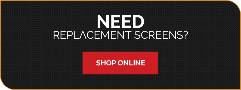 Black background with white text reading "need replacement screens? Shop online"