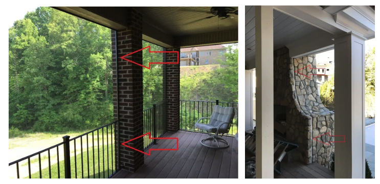 Brick, Stone, Concrete and Stucco - SNAPP Screen Examples of SNAPP screen being installed on a stone and brick column on a patio.