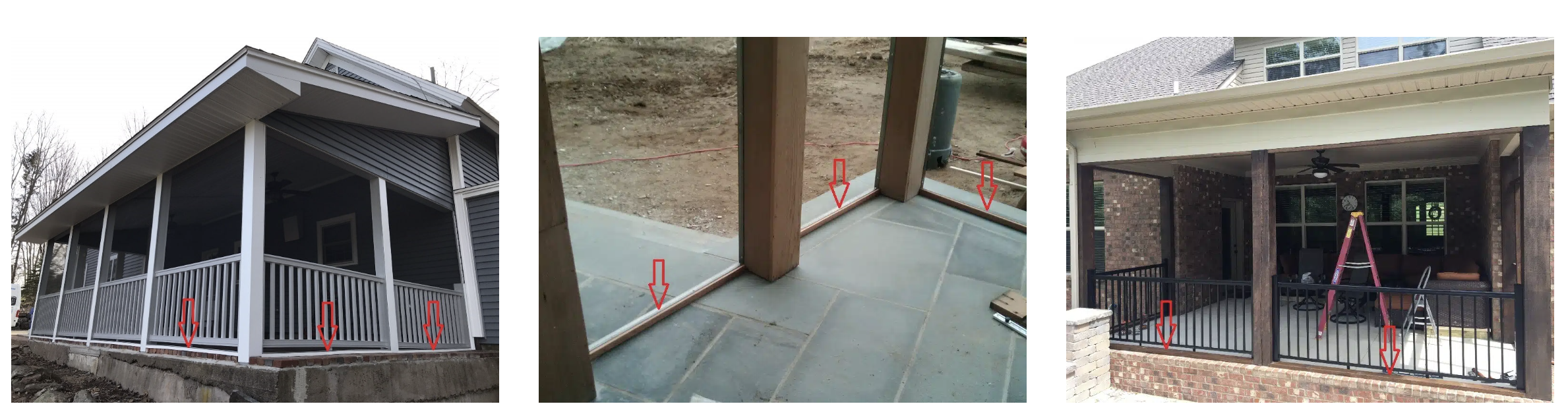 Examples of brick, stone, and tile porch floors and how to install SNAPP