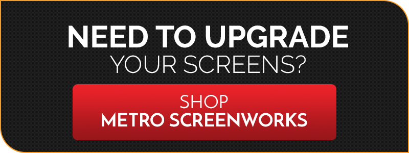 Black background with text "need to upgrade your window screens? Shop Metro Screenworks"