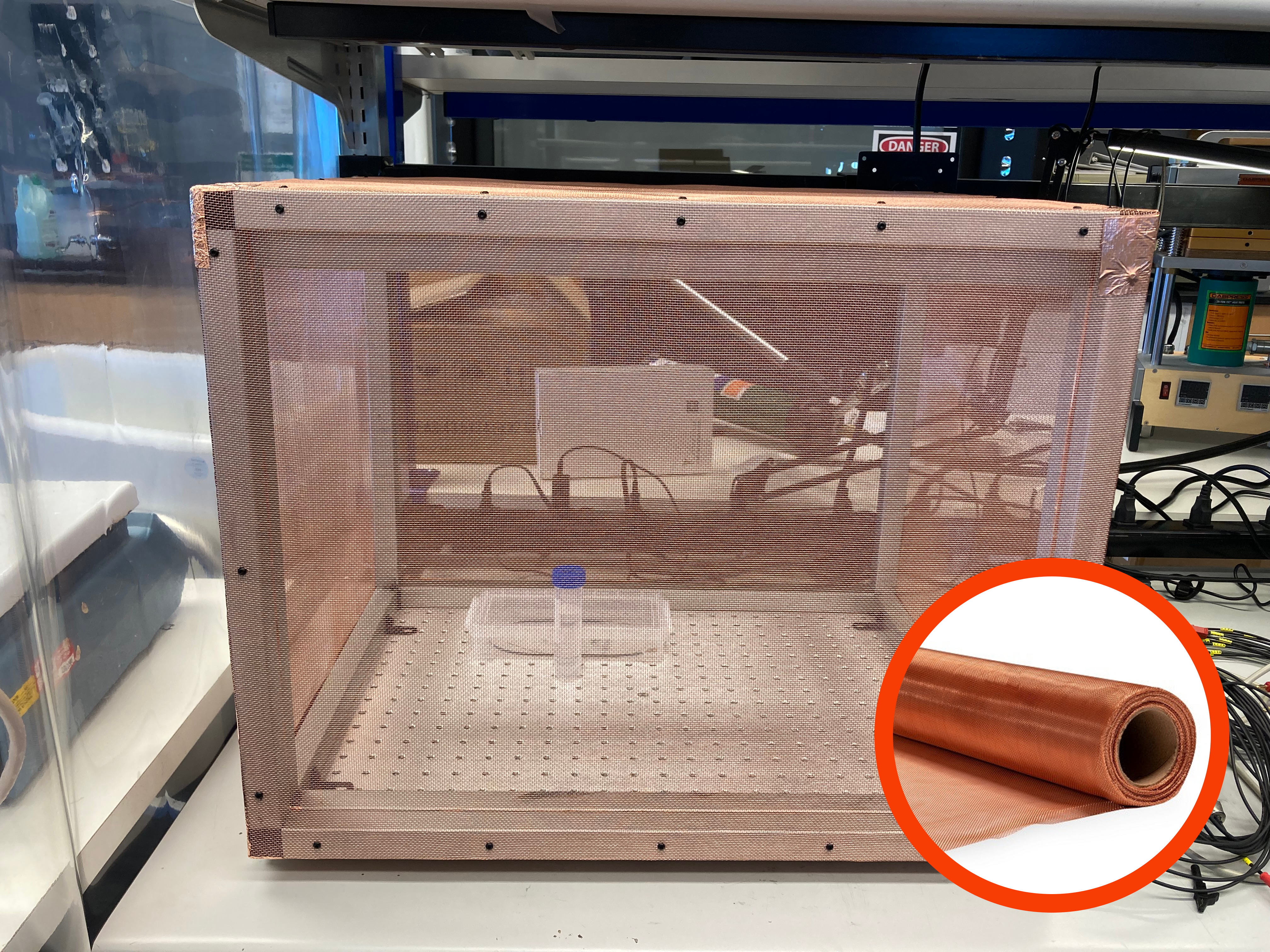 A faraday cage for EMI shielding built with Pure Copper Screen Mesh