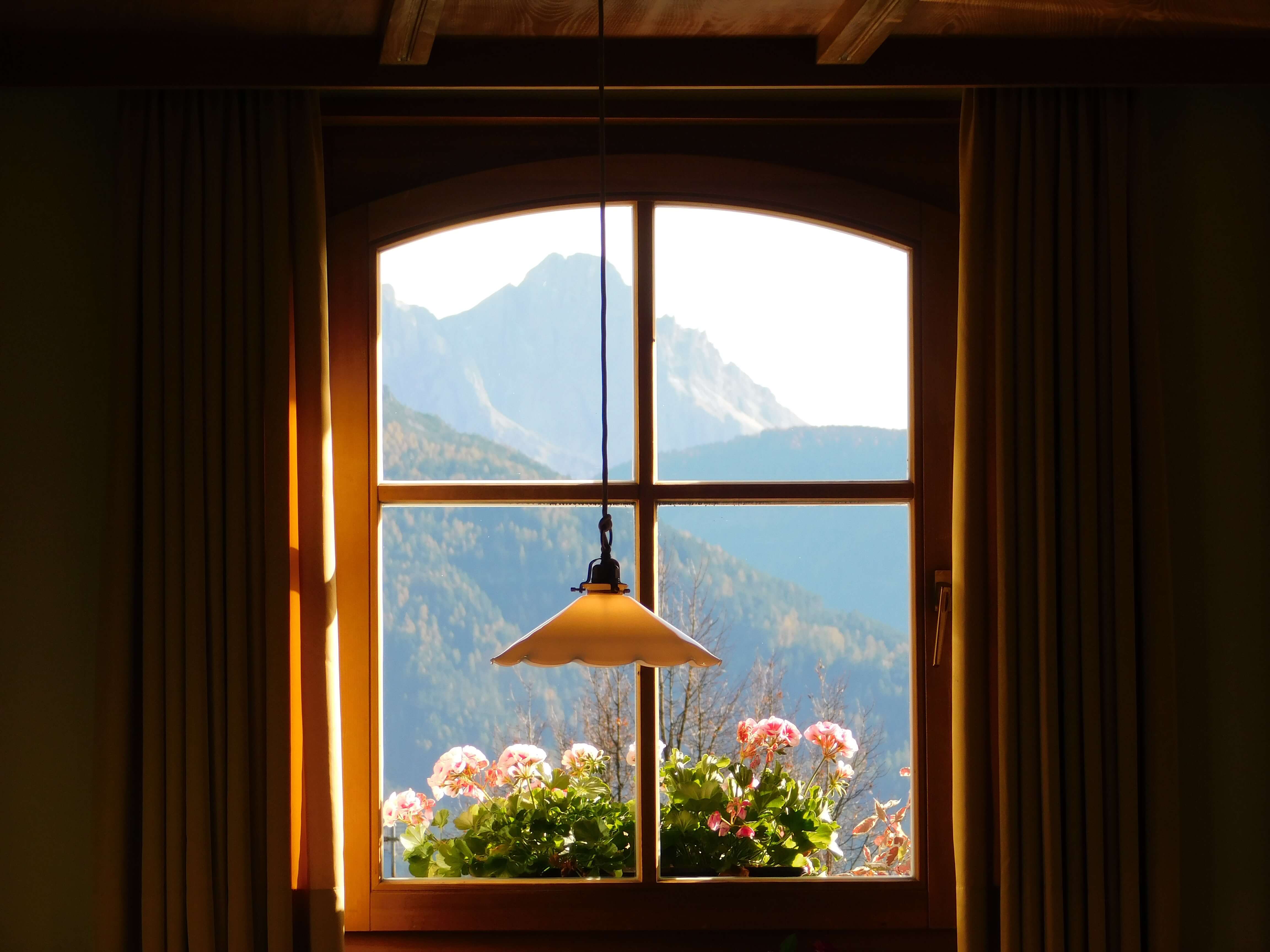 Picture window overlooking the mountains