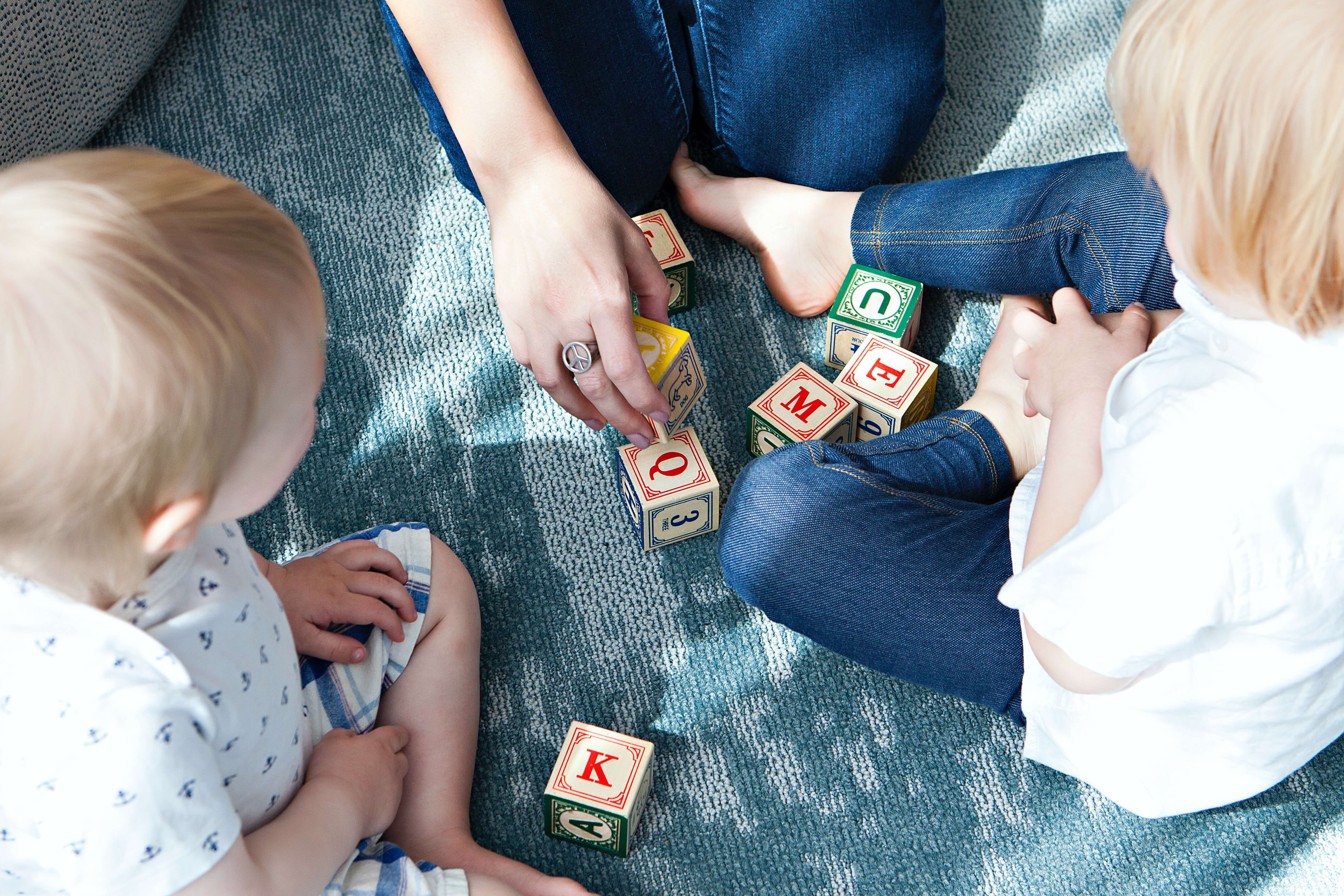 Children playing with blocks