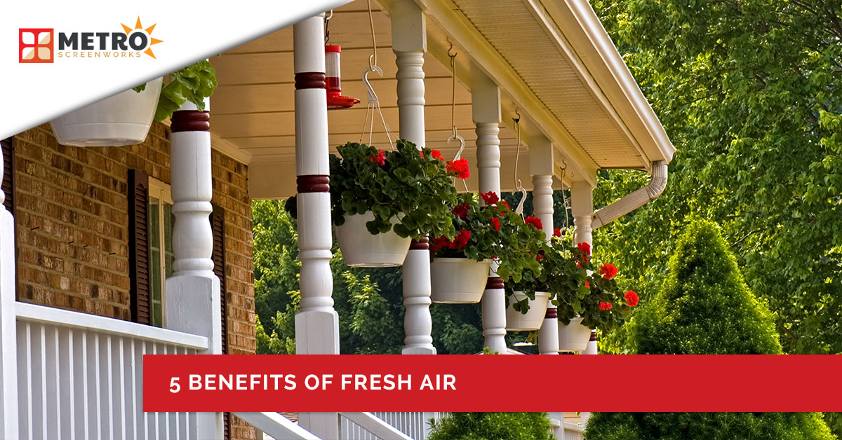 Outdoor patio and title "5 Benefits of Fresh Air"