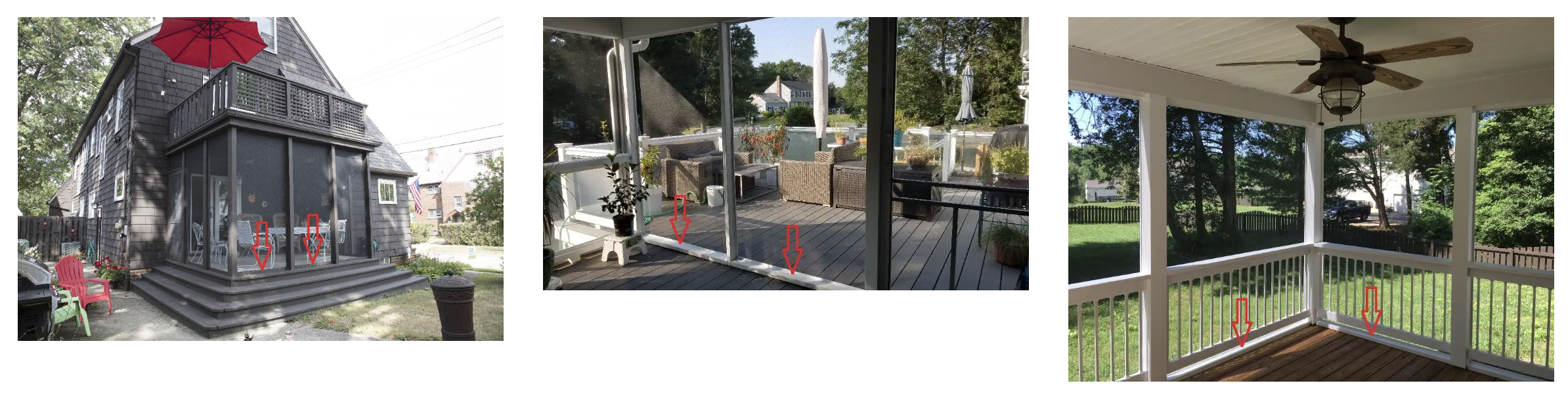 Porches that show a starter strip for snapp installation