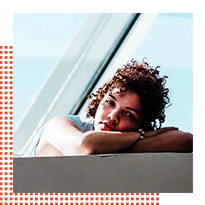 Woman lounging on a counter