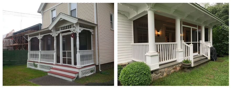 Interior Framing Approach on Victorian Columns with SNAPP Screen Images showing porches with Victorian columns using SNAPP to enclose with screen