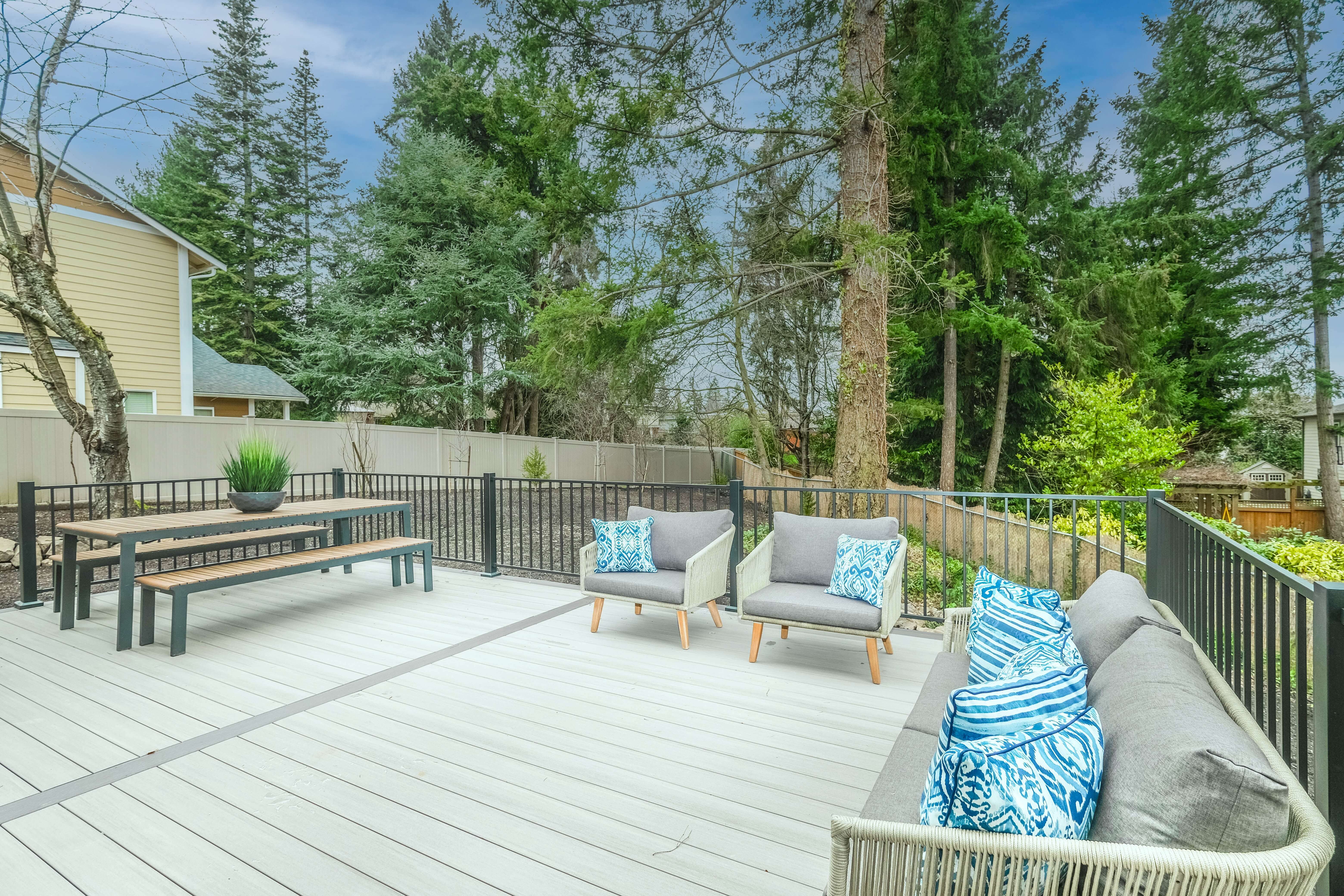 Outdoor porch and seating area